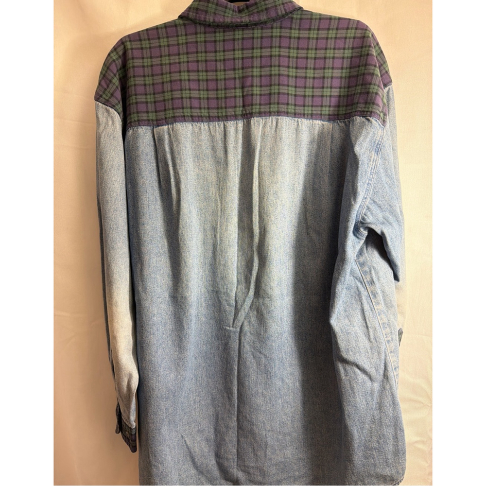 Casey Coleman Vintage Denim Button Down Shirt Embroidered Appliqué Golf Plaid XL - Picture 5 of 7